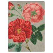 Antique Red Rose Art on Grey Klembord (Achterkant)