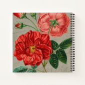Antique Red Rose Art on Grey Monogram Notitieboek (Achterkant)