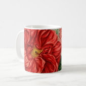 Antique Red Rose Art on Grey Personalised Koffiemok (Voorkant links)