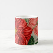 Antique Red Rose Art on Grey Personalised Koffiemok (Center)