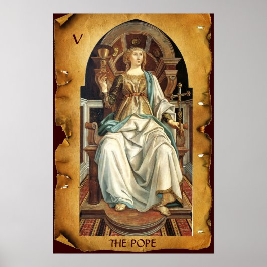 ANTIQUE RENAISSANCE TAROTS 5/ DE PAUS Pergament Poster (Voorkant)