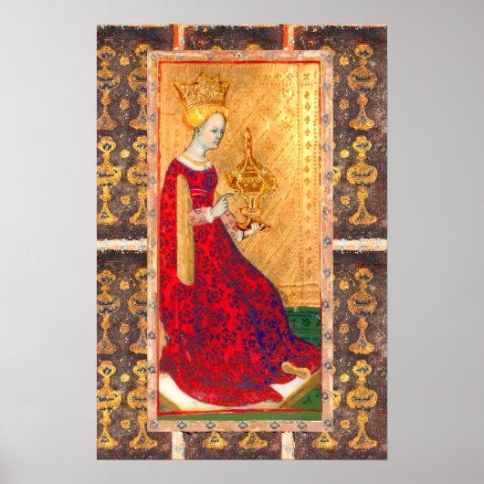 ANTIQUE RENAISSANCE TAROTS / KONINGIN VAN DE KELKE POSTER (Voorkant)