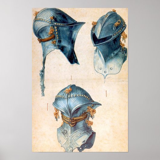 ANTIQUE RIDDERUITRUSTING /DRIE STUDIES VAN EEN HEL POSTER (Voorkant)