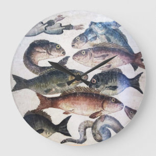 ANTIQUE ROMAN MOSAICS, FISHES,OCEAN SEA LIFE SCENE GROTE KLOK