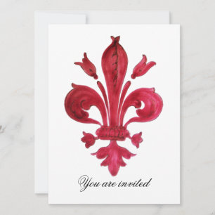 ANTIQUE ROOD FLEUR DE LIS Damast Edelsteen Monogra Kaart