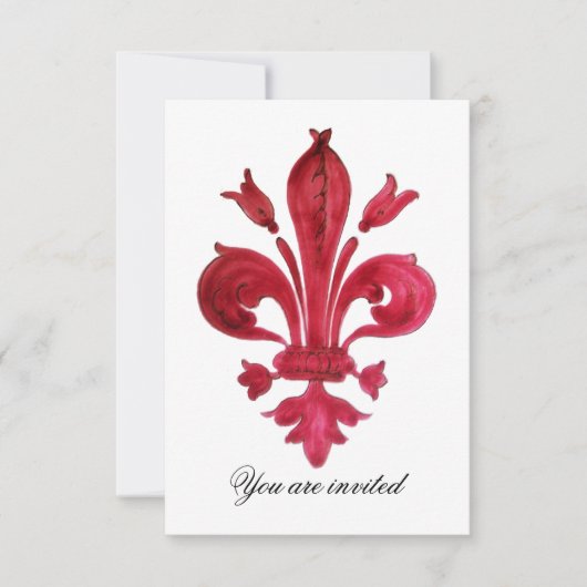 ANTIQUE ROOD FLEUR DE LIS Damast Gem Monogram Kaart (Voorkant)