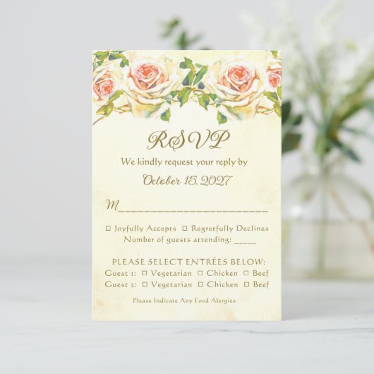 Antique Rose 3.5 x 5 RSVP Card Flat (Staand voorkant)