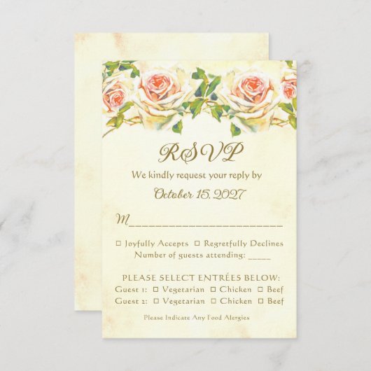 Antique Rose 3.5 x 5 RSVP Card Flat (Voorkant / Achterkant)