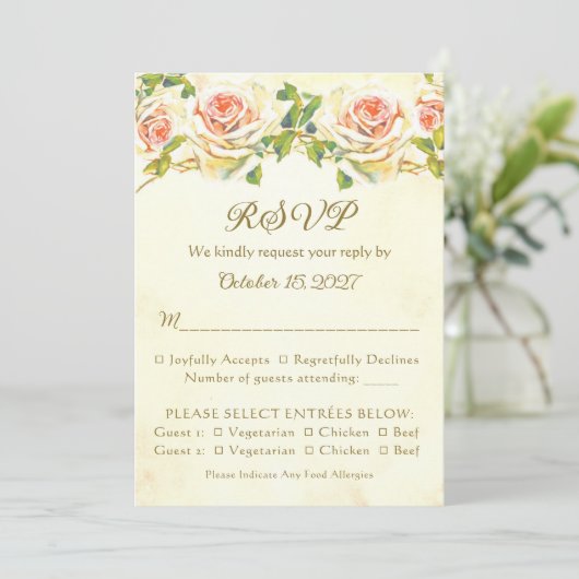 Antique Rose 5 x 7 RSVP Card Flat (Staand voorkant)
