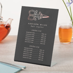 Antique Roségouden Scharen Salon Service Prijs Reclamebord Met Voetstuk