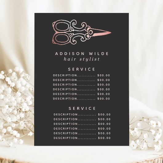 Antique roze gouden schaar salon service prijs menu