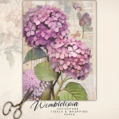 Antique Roze Hortensia Ephemera Script Decoupage Tissuepapier