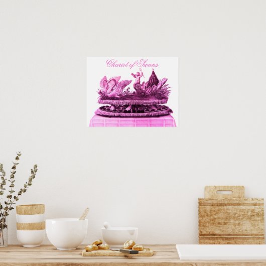 ANTIQUE ROZE STIJLKAR VAN ZWANEN EN CUPCAKES POSTER (Keuken)