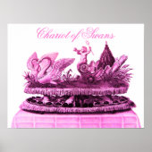 ANTIQUE ROZE STIJLKAR VAN ZWANEN EN CUPCAKES POSTER (Voorkant)