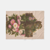 Antique Rustic Cross, Wild Roses, Easter Card, Fleece Deken (Voorkant (Horizontaal))