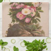 Antique Rustic Cross, Wild Roses, Easter Card, Theedoek (Gevouwen)