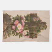 Antique Rustic Cross, Wild Roses, Easter Card, Theedoek (Horizontaal)