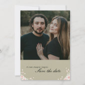 Antique Sage Green Whispered Petals Elegant photo Save The Date (Voorkant)