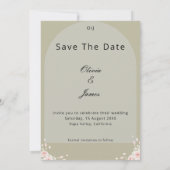 Antique Sage Green Whispered Petals Elegant photo Save The Date (Achterkant)