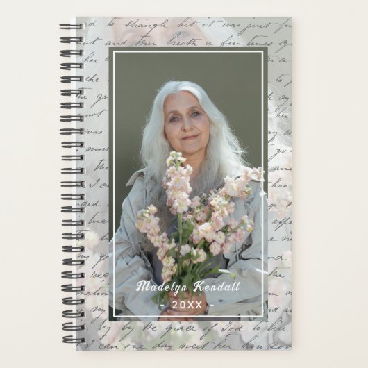 Antique Script Handwriting Personalized Photo Planner (Voorkant)