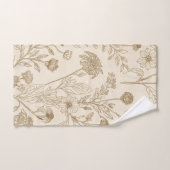 Antique Sepia Botanical Line Art Floral Pattern Bad Handdoek (Handdoek)