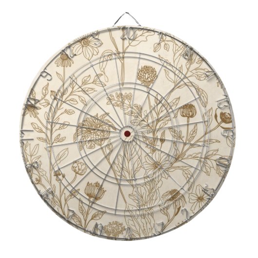 Antique Sepia Botanical Line Art Floral Pattern Dartbord (Voorkant)