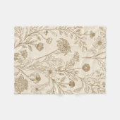 Antique Sepia Botanical Line Art Floral Pattern Fleece Deken (Voorkant (Horizontaal))