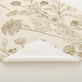 Antique Sepia Botanical Line Art Floral Pattern Sherpa Deken (3/4)