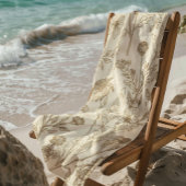 Antique Sepia Botanical Line Art Floral Pattern Strandlaken