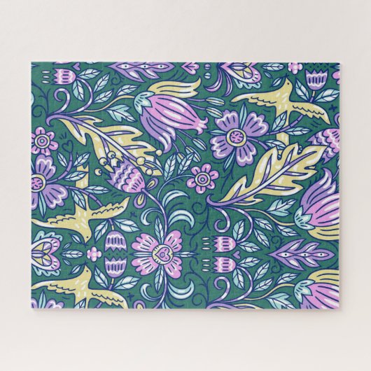 Antique Style Flowers and Birds Pattern Legpuzzel (Horizontaal)