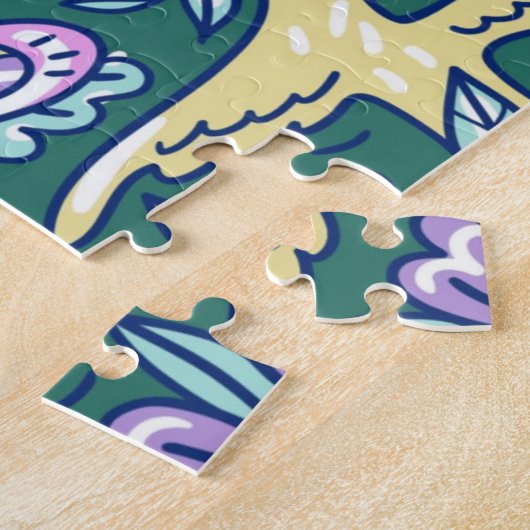 Antique Style Flowers and Birds Pattern Legpuzzel (Zijkant)