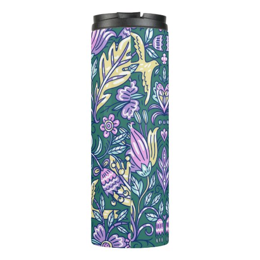 Antique Style Flowers and Birds Pattern Thermosbeker (Achterkant)