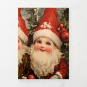 Antique-Style Merry Christmas Gnomes Drieluik Wenskaart (Cover)