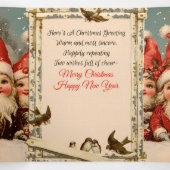 Antique-Style Merry Christmas Gnomes Drieluik Wenskaart (Binnenkant midden)