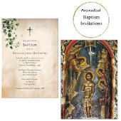 Antique Style Parchment Greenery Baptism Kaart