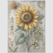 Antique Sunflower Botanical Ephemera Decoupage Tissuepapier (Voorkant)