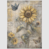 Antique Sunflower Postcard Ephemera Decoupage Tissuepapier (Voorkant)