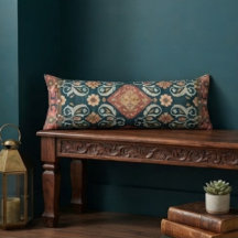 Antique Teal and Maroon Persian Medallion