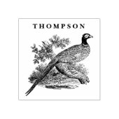 Antique tekening van fazant jachtvogel naam in zwa rubberstempel (Afrduk)