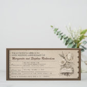 antique ticket huwelijksjubileum uitnodigingen (Staand voorkant)