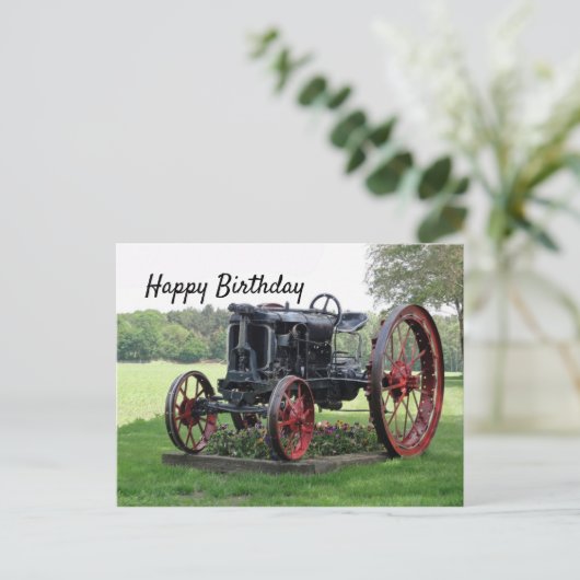 Antique Tractor Verjaardag Briefkaart (Staand voorkant)