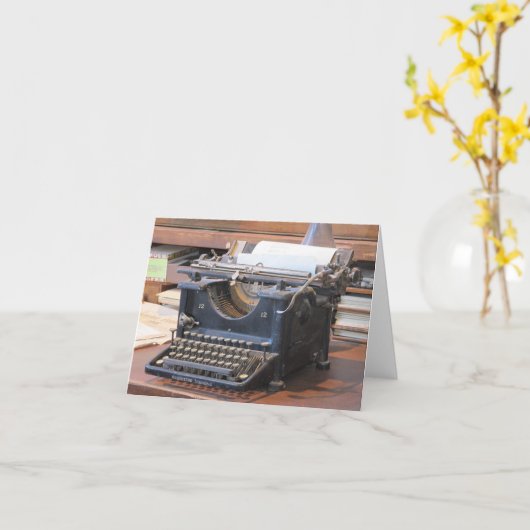 Antique Typewriter Notecard Kaart (Gele Bloem)