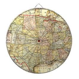 Antique United States Vintage Map Illustration Dartbord