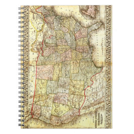 Antique United States Vintage Map Illustration Notitieboek