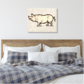 Antique Varken Illustratie Cute Vintage Canvas Afdruk (Insitu (Slaapkamer))
