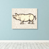 Antique Varken Illustratie Cute Vintage Canvas Afdruk (Insitu (Houten vloer))