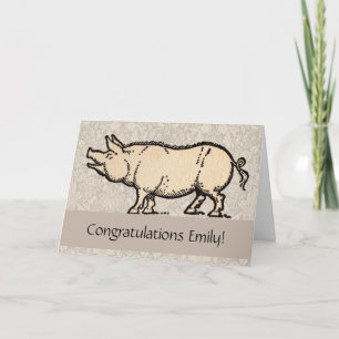 Antique Varken Illustratie Cute Vintage Kaart