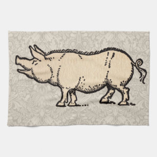 Antique Varken Illustratie Cute Vintage Theedoek