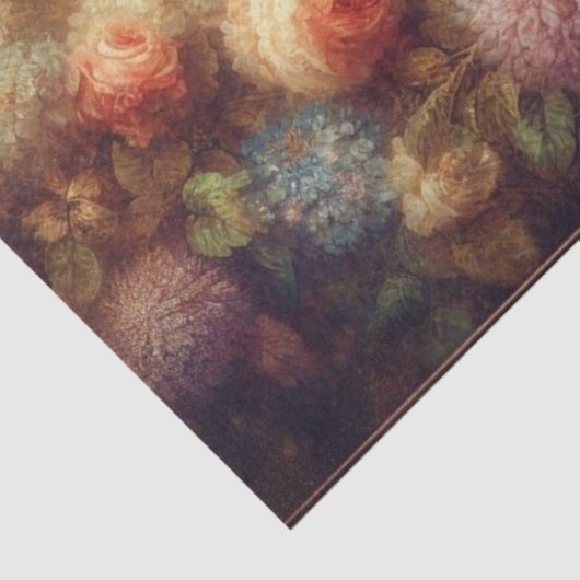 Antique Victorian Floral Cat Decoupage  Tissuepapier (Detail)