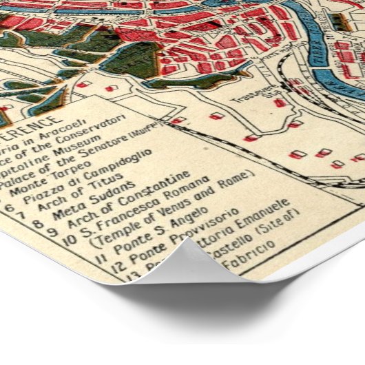 Antique Vintage Map of Rome Poster (Hoek)